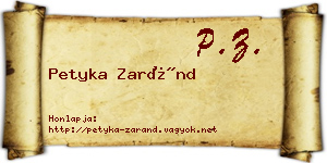 Petyka Zaránd névjegykártya